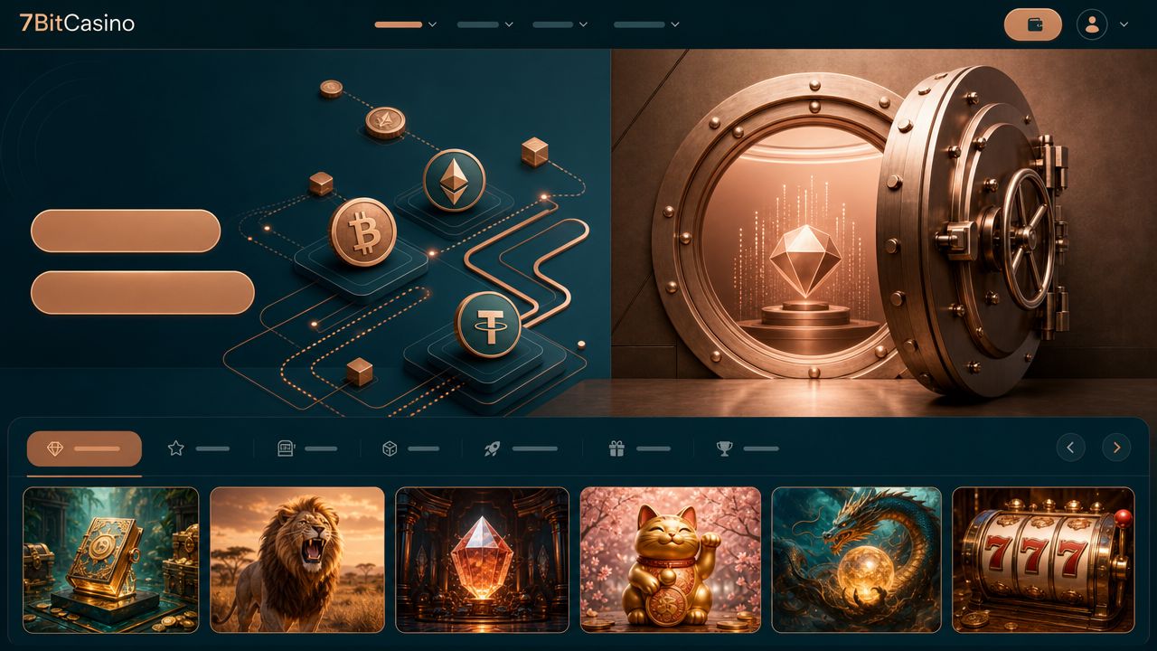 Startseite von 7BitCasino mit Spielkategorien und Slot-Übersicht